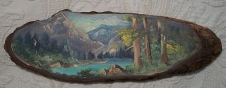 Estes Park Co Colorado Vintage Hand Painted Wood Picture Lost Lake