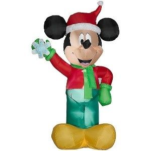 Disney Mickey Snowflake Santa Christmas Airblown Inflatable Outdoor