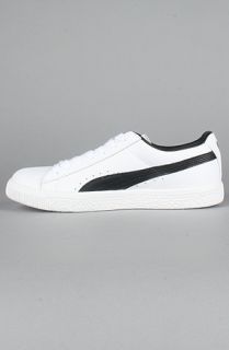 Puma The Clyde Leather Sneaker in White Black