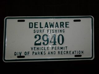 1980 Delaware Surf Fishing License Plate Permit Tag