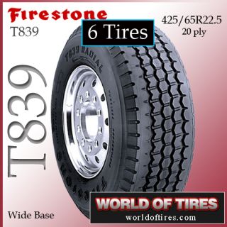 425 65R22 5 Firestone T839 Lot of 6 Tires