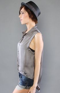 RVCA The Fisheye Button Front Blouse in Smoke