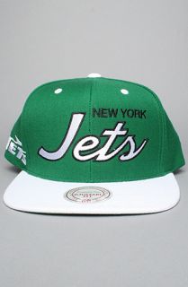 The New York Jets Script 2 Tone Snapback Cap in White & Green
