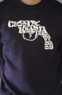 Crooks and Castles The Snub Text Crewneck Sweatshirt in Dark Navy