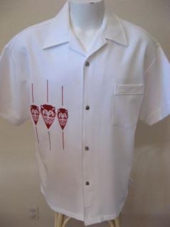  White Bad Boy Flame Buttons Sewn on Red Devils Bowling Shirt L