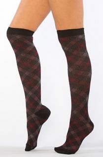 Bell The Plaid Knee High Socks in Black Plaid