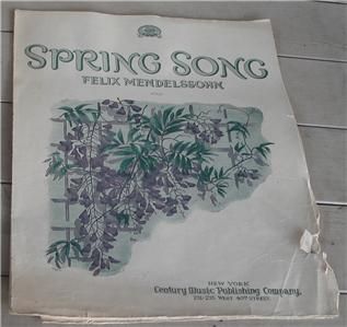 Spring Song Felix Mendelssohn No 435 Early 1900s Old Sheet Music