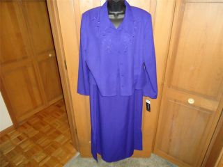 Vintage Karen Stevens Two Piece Purple Suit Dress Size 16 NEW WITH