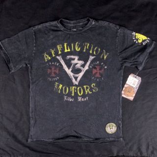  Youth Sized Affliction T Shirt Motors Event in Black Lava Wash