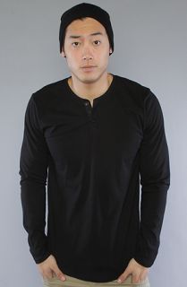 All Day The Long Sleeve Henley in Jet Black