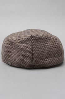 Brixton The Barrel Hat in Tan Brown Houndstooth