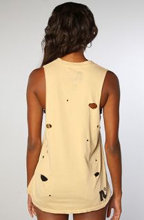 Rebel Yell The Reverse Printed Destroyed Muscle Tank in Khaki