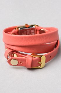La Mer The Gold Square Case Wrap Watch in Coral