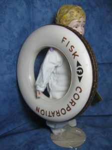 Fisk Tire Tired Little Fisk Boy Porcelain Doll on Stand