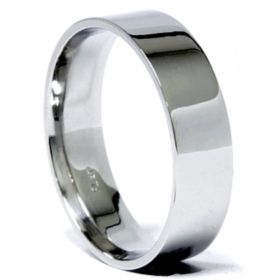  6mm Solid 950 Platinum Flat Comfort Fit Mens Wedding Ring Band