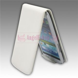 White Flip PU Leather Case Screen Protector Pen for Samsung i9300