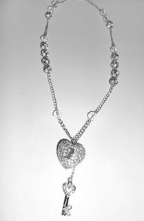  key locket necklace with 10mm swarovski crystals in silver $ 129 99