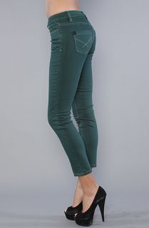 Insight The Run Down Skinny Denim Crop Pant in Bottle Green