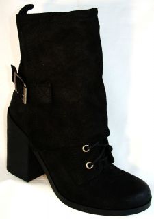 Fergie Major Black Leather Mid Calf High Heel Boots 6 6 5 7 7 5 8 8 5