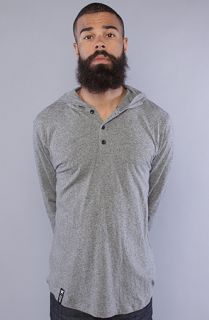 LRG The Agrocult Long Sleeve Hooded Henley in Black Marble Heather