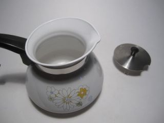  Ware 6 Cup Enamel Coffee Pot Teapot Lid Floral Bouquet P 104 4