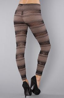 Free People The Knit Ruffle Legging in Black and Tan