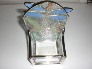 Dragon Fly Flys Heavy Metal Stained Glass Candle Stand