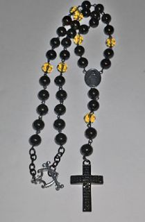 Custom Crystalz The Black Onyx and 10MM Swarovski Crystals Rosary in