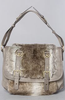 co lab The Krissa Faux Fur Cross Body in Gray