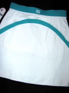 Fila Sport Athletic Fitness Golf Skirt Skort White Turq Tennis Womens