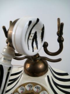 Vintage New York Telephone French Style Rotary Phone Zebra Stripe and