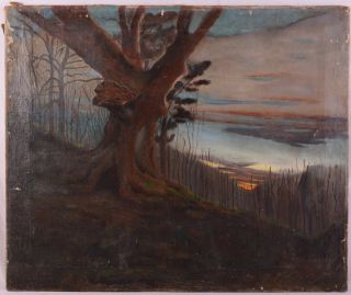Charles Pierre Bernard 1882 1961 Signed French Oil Painting Lake Scene