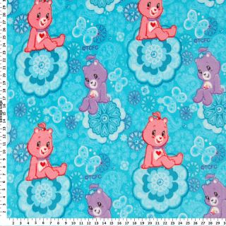 Care Bears on Blue Fleece Fabric 1 Yard 36x60 Inches