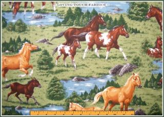  Western Southwestern Mixed Horses Fabric by The Yard 36x44
