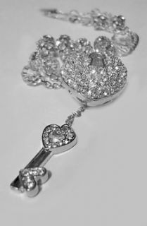  key locket necklace with 10mm swarovski crystals in silver $ 129 99