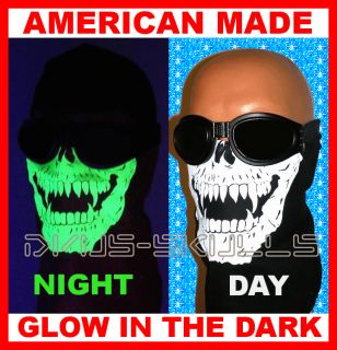 Skull Bandana Face Mask Motorcycle Biker Grill Made in America Glow in