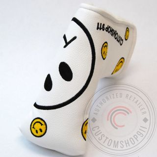 Smiley Face Putter cover White Headcover Fits Scotty Cameron Ping Golf