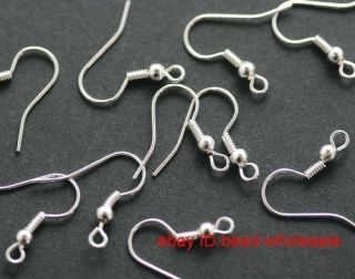 100pcs Silver Plated Coil Wire Metal Earring Hooks Finding