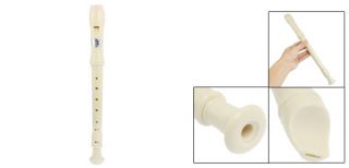  Off White 8 Holes Plastic Soprano Flute Recorder w Cleaning Rod