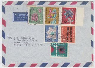 Germany Mannheim to US Fair Lawn NJ 1963 Multifranked Airmail Cover