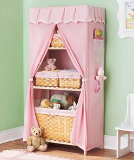 Covered Storage Unit Complete with Baskets Available in Pink or Sage