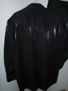 Falcone Suit 54 Coat 48 33 Pants Black Shimmery Striped Mens Suit