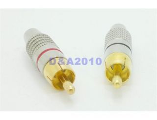 Pair RCA Plug Audio Cable Male Connector Gold Adapter