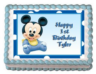 Baby Shower 1st Birthday Mickey Party Cake Image