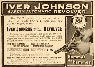 1907 Vintage Ad Iver Johnson Safety Automatic Revolver   ORIGINAL