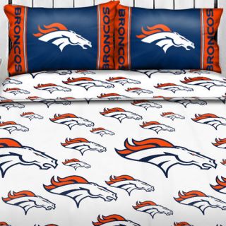  NFL DENVER BRONCOS Logo FULL SHEET SET Football Sheets Sports Bedding