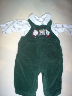 Baby Boy First moments Christmas Corduroy Overalls matching shirt 0 3