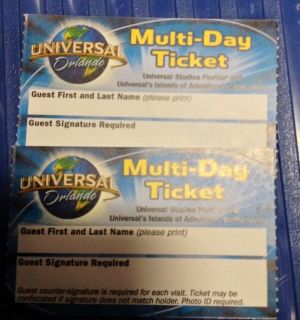  Universal Studios Orlando 3 Day Park Tickets FLORIDA RESIDENT ONLY