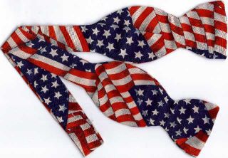 Self Tie Bow Tie American Flags Stars and Stripes