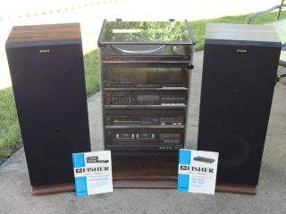 Fisher Stereo System w Cabinet and Speakers